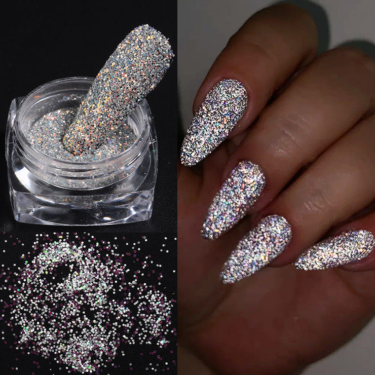 3 Layer Color Thermal Nail Reflective Glitter Powder Art Sparkle Pigment  Crystal
