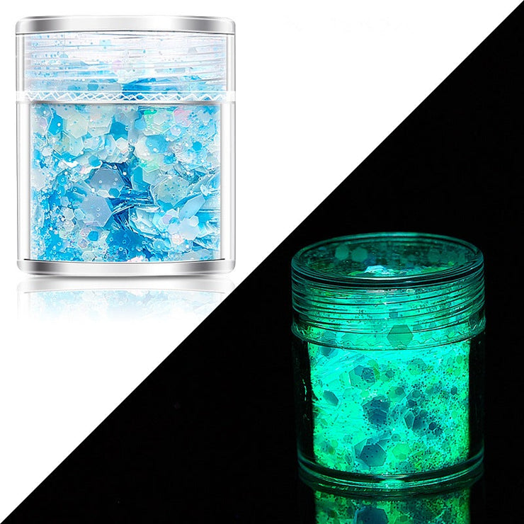 Glow in the Dark 3D Shaped Flakes - Blue