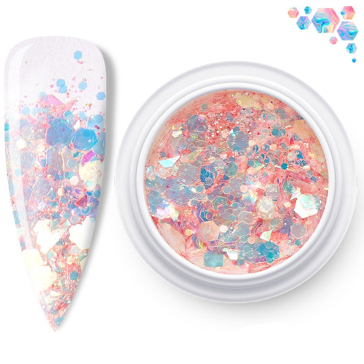 Holographic Nail Glitter Flakes - Pink