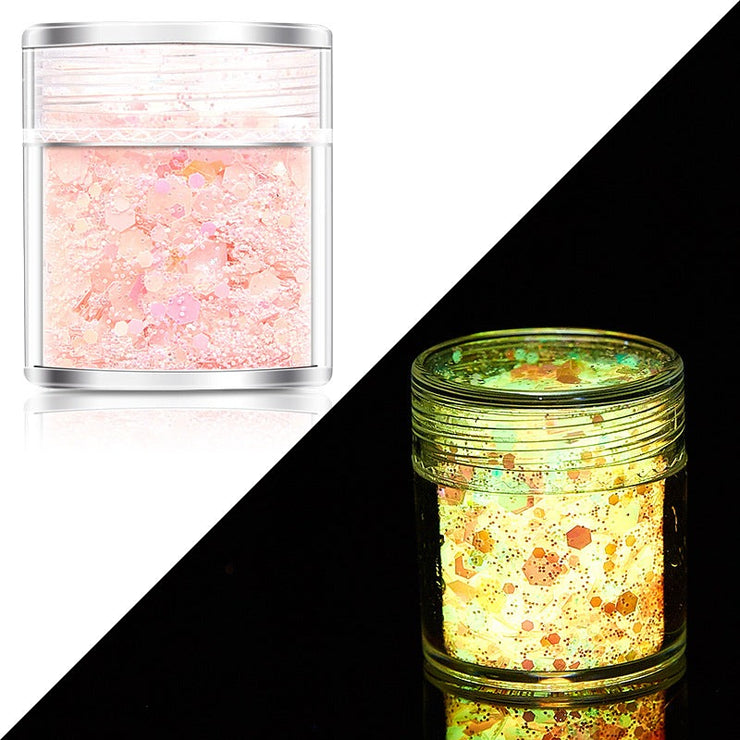 Glow in the Dark 3D Shaped Flakes - Pink