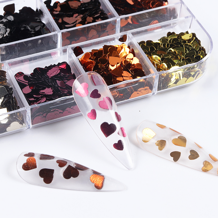 ROSSI Nails Nail Art Heart Shaped Flakes Kit