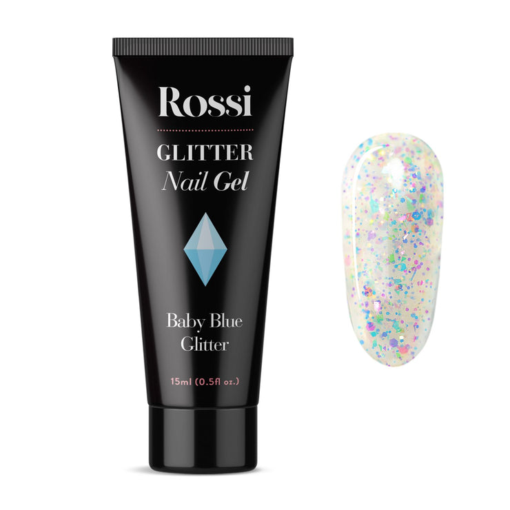Rossi™ Nail Gel - Baby Blue Glitter