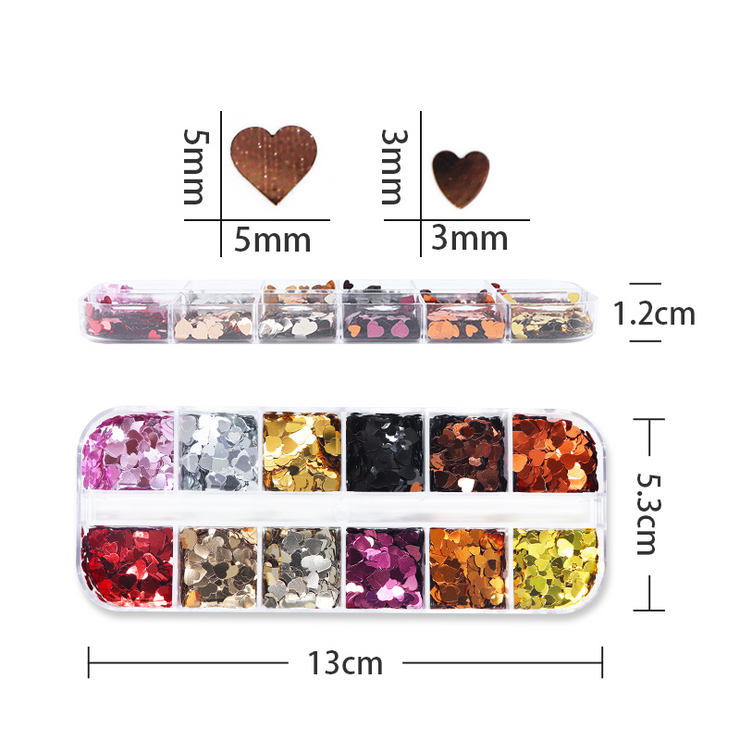 ROSSI Nails Nail Art Heart Shaped Flakes Kit